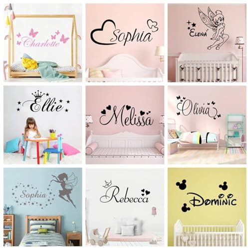 gorm Adesivi da Parete, Personalizzabile Il Nome del Bambino,Adesivo con Nome Personalizzato, Decorazione da Parete per Camera dei Bambini (XL)