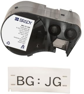 Brady Polyethylen-Etikettenband für Etikettendrucker BMP51/BMP53/M511 - 80 Klebeetiketten - Schwarz auf Weiß (76,20 mm (B) x 19,05 mm (H)) - M5-12-109