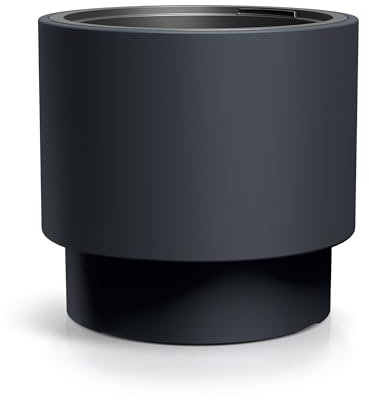 Vaso da fiori in plastica XL rotondo con base – 47 x 44 cm – Design fioriera in antracite con inserto per piante – Vaso per fiori da giardino