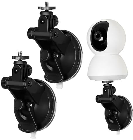 Kamera Wandhalterung, Saugnapf Halterung für Überwachungskamera Ohne Bohren, 180 Grad Verstellbare Kamera Halterung für Outdoor und Indoor Home Security-Kamerasystem, 2 Stück, Schwarz