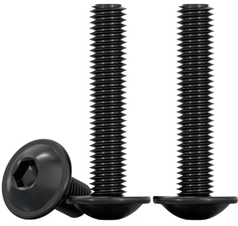 Drenky 20 Pièces Vis à Tête Bombée avec Bride et Six Pans Creux, M6x35mm Vis à Métaux Noir Acier Inoxydable A2 V2A Boulon à Tête Hexagonale pour Les Connexions Mécaniques