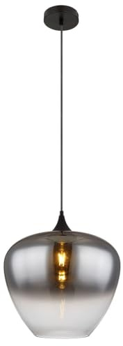 Pendelleuchte Hängeleuchte Wohnzimmerlampe Rauchglas Schwarz Metall H 120 cm