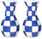 Kleine Blaue und Weiße Vase, 2er Set 15CM Keramik Blumenvase, Retro Chinoiserie Vase für Frische Getrocknete Seidenblumen Tischdeko Wohnzimmer Bücherregal Heimdeko, Einfarbig Glasiert