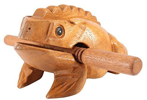 Holz-Frosch-Ornament, Handwerkliches Traditionelles Frosch-Ornament mit Holzhammer, Glücklicher Frosch, Krächzender Frosch, Musikinstrument Heim- und Bürodekoration (Nr. 4