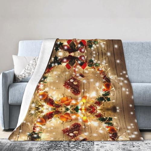 Decke mit Weihnachtsmotiv, ultraweich, Flanell, luxuriös, für vier Jahreszeiten, leicht, Sofa-/Bettdecke