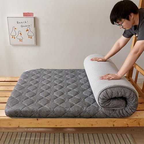 Japanische Futon-Matratze aus Sojafaser-Latex, für Zuhause, Studentenwohnheim, Etagenbett, Grau, 120 x 190 x 6 cm