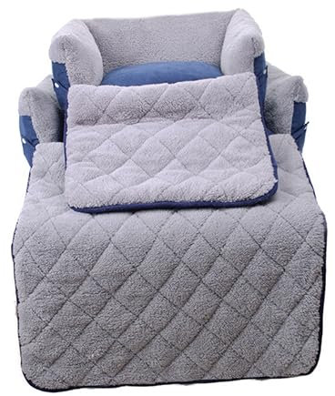 YARNOW Multifunktionales Warmes Hundebett Aus Weichem Material Quadratisches Sofa Für Kleine Und Mittelgroße Hunde Und Katzen Waschbar Für Gemütliche Rückzugsorte Blau