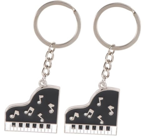 LIFKOME Key Tasche 2stücke Klavierschlüsselanhänger aus Zinklegierung mit Dualem Schlüsselring Verschleißfest und Kreativem Design zum Befestigen an Handtaschen Zufällige Farbe