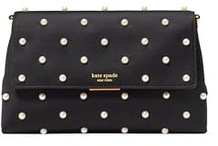kate spade new york Damen Grace Pearl Embellished Clutch Umhängetasche, Schwarz mit Perlenverzierung aus Satin