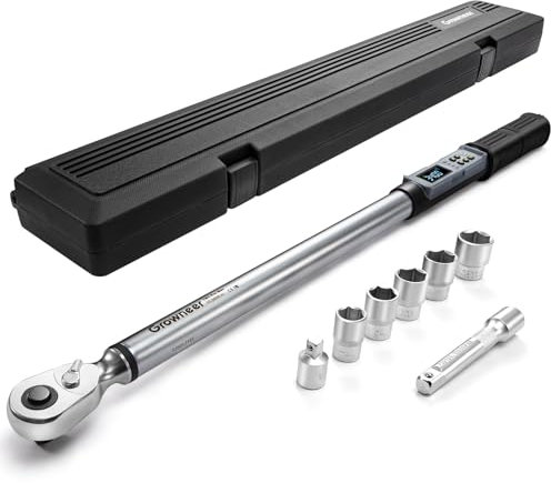 GROWNEER Digitaler Drehmomentschlüssel, 12.5-250.7 Ft-lbs/17-340 nm, 1/2 Drive Inch Pound, Elektronischer Drehmomentschlüssel Satz mit Summer & Bunte LED Anzeige, Fahrrad Motor Auto Auto Reparatur