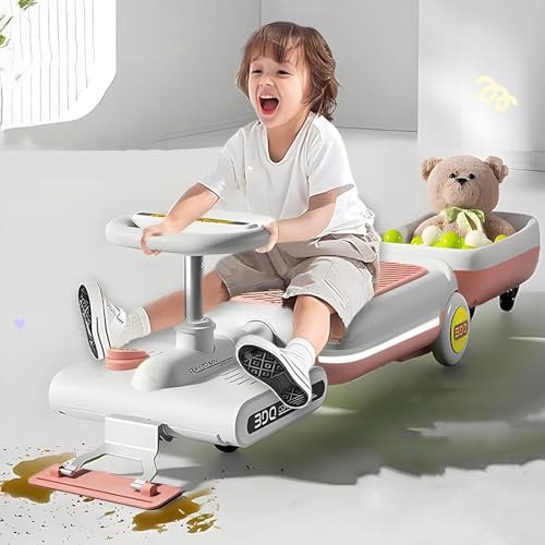 Carritos para Limpiar Pisos, Kart De Limpieza para Niños De 6V con Luces LED y Gran Espacio De Almacenamiento, para Niños De 3 a 10 Años o Más,Pink