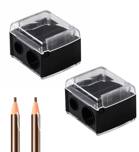 2 Stück Pencil Sharpener, Spitzer für Kajalstifte, Doppelloch-Bleistiftspitzer, Anspitzer Faber-Castell, Geeignet für Den Handlich für Unterwegs,Augenbrauenstift Lipliner Eyeliner Bleistift.