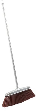 LOEFLIFA Stainless Steel Sweeper and Thick Room Broom Brown Handle for Household Cleaning, Garbage Sweeping Tool Suitable for Kitchen and Bedroom Use Random Style