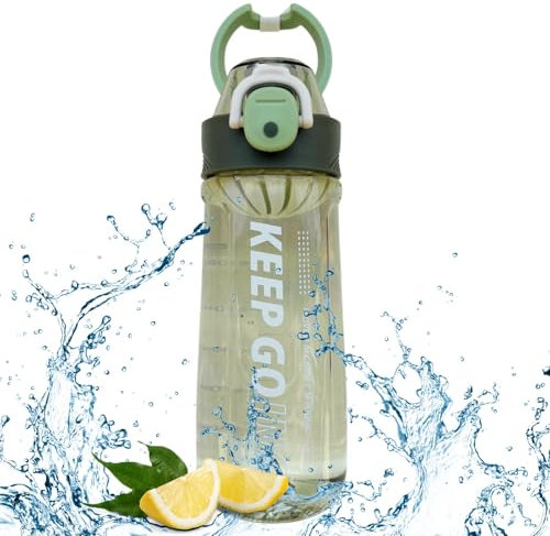 CHICHOUSE Borraccia sportiva con Infusore, Bottiglia d'acqua 650 ml, Borraccia a prova di perdite Trasparente, Borraccia palestra, per sport, ciclismo, ufficio, campeggio, viaggio, outdoor. (Verde)