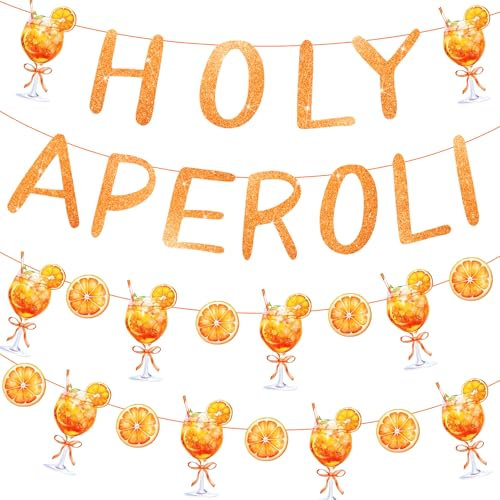 Joycabin Aperol Deko Banner, Orangen Girlande Banner, Getrocknete Orangenscheiben Cocktail Bar Zubehör für Aperolliebhaber JGA Geburtstag Mottoparty,Geburtstagsfeiern, Sommerfeste