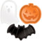 Vassoio da servizio di Halloween, piatti di Halloween in plastica da 3 pezzi, piatti di zucca fantasma graziosi, piatto di caramelle portatili per cibi, riso, snack, verdure, frutta, insalate che ser