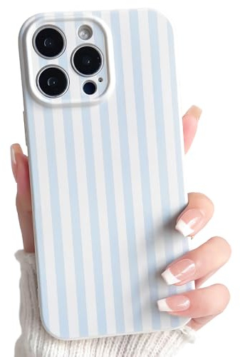 Lovmooful for iPhone 13 Pro Case Cute Color Striped Design-Blue | Cute Color Striped with Aesthetics Design,for Girls Women Girly,Soft TPU Case,Shockproof Protective