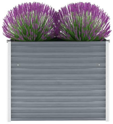 Massbinet Hochbeet aus Metall Modulares Hochbeete-Kit Rostfreie Hochbeete für Garten aus Premium Zn-Al-Mg Stahl Hoch Gemüsebeet Verzinkter 100x40x77 cm Grau