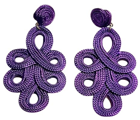 Pendientes largos mujer morado estilo boho sevillana – bisutería elegante en bonita caja para regalo – joyería moderna MAJALE (Morado)