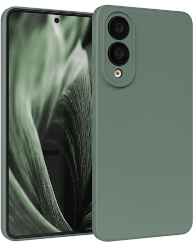 EAZY CASE - Silikonhülle für Galaxy S25 Edge Hülle Silikon Case Dunkelgrün weich stoßfeste Handyhülle Schutzhülle mit Kameraschutz Dünn Premium Schutz Cover TPU Phone Bumper in Mitternacht Grün Matt