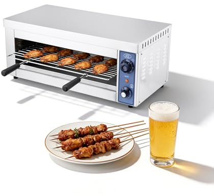 HAKKA Electric Salamander Broiler, Commercial Kebab Machine 50~300℃/2000W Cheese Melter Raclette Grill for Restaurant or Family Gathering