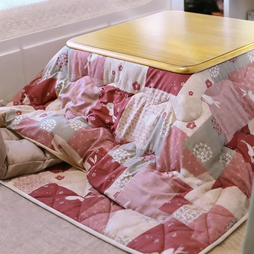 ZIHESY 4 Stück Set Kotatsu Heizung Japanischer Tisch mit Heizung und Decke, Verfügbar in Allen Jahreszeiten Abnehmbar Kotatsu-Tisch, für Zimmer Schlafzimmer(Pink)