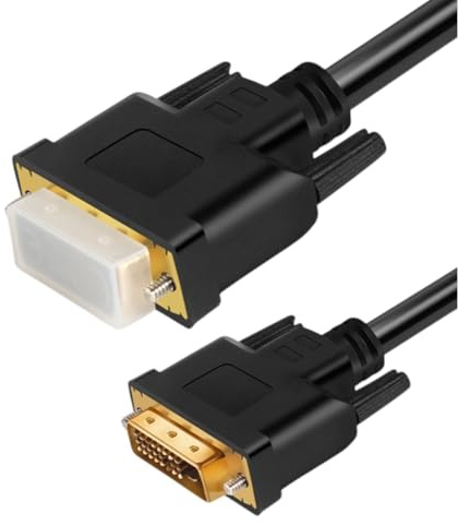AISHTEC Cable DVI Macho a Macho 1.5m, 24+1 Contactos, DVI-D Enlace Simple, Alta Resolución Full HD 1080p y 3D, con Núcleo de Ferrita, Negro - 1 Unidad