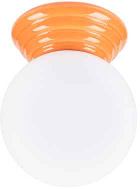 SOLLUX lighting Deckenlampe Deckenleuchte - Deckenstrahler glasierte Keramik Glas - 1 Flammig - LED Lampe Glühbirne - Orange Zori