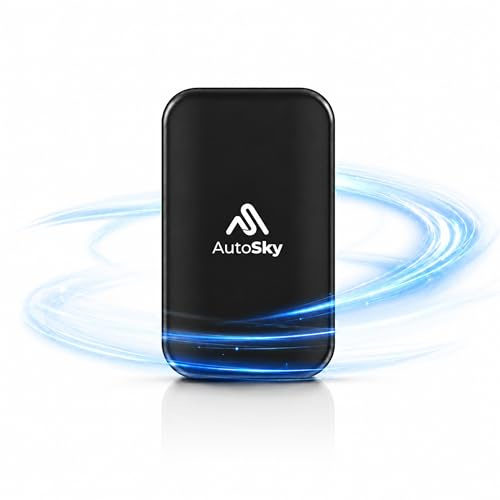 AutoSky Wireless CarPlay & Android Auto AI Box Lite Plus 2.0, Streaming Box con Netflix & YouTube, Adattatore multimediale Plug & Play per auto