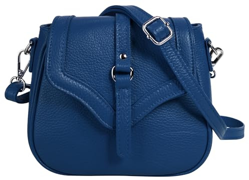 Cluty Umhängetasche Echt Leder Damen blau 101170