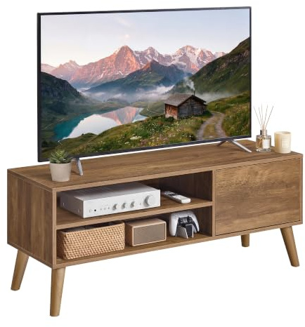 VASAGLE TV-Schrank, Lowboard, Fernsehschrank für Fernseher bis zu 55 Zoll, 120 cm lang, Fernsehtisch, für Wohnzimmer, modern, erdig warmbraun LTV120K101