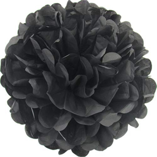 Creativery 1 Papier Pompon 20cm (schwarz 030) // Pompom Bommel Papier Kugel Seidenpapier Pompon Blumen Deko Hängedeko Raumdeko