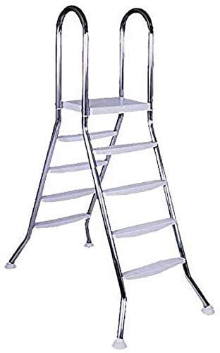 Steinbach Aufstellbeckenleiter Edelstahl, 4 + 4 Stufen, für Beckenhöhe 120 cm und 135 cm, Holm Ø 43 mm, 018025