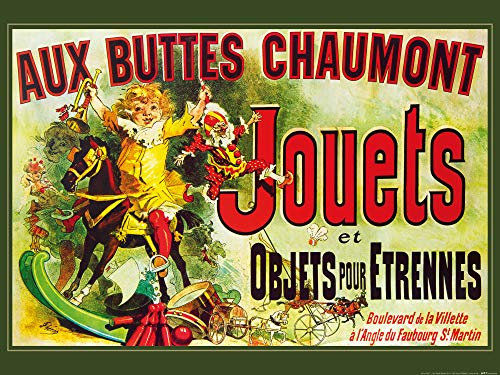 1art1 Vintage Poster Aux Buttes Chaumont, Jouets Et Objets Pour Étrennes, Jules Cheret, 1885 Kunstdruck Bild 80x60 cm