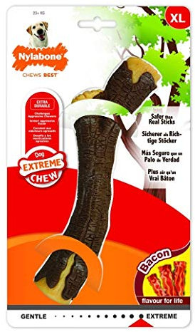 Nylabone 984776EU Hundespielzeug in Stockform, Speck-Geschmack - Kauknochen für stark kauende Hunde für Hunde bis 23 kg +, XL