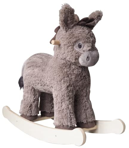 Little Bird Told Me Norbert Donkey Rocking Toy for Toddlers 12+ months | Soft Plush Fabric, Solid Wooden Frame & Rockers, Scrunchy Ears & Tail - British Brand Since 2007