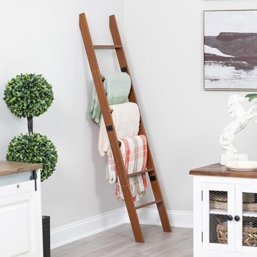 RELODECOR 6-Foot Wall Leaning Blanket Ladder| Laminate Snag Free Construction (Brown)