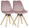 Wohnling Weiches Esszimmerstuhl 2er Set Samt Rosa ohne Armlehnen, Stoff Küchenstühle Modern mit Holzbeinen, Schalenstuhl Gepolstert 110 kg