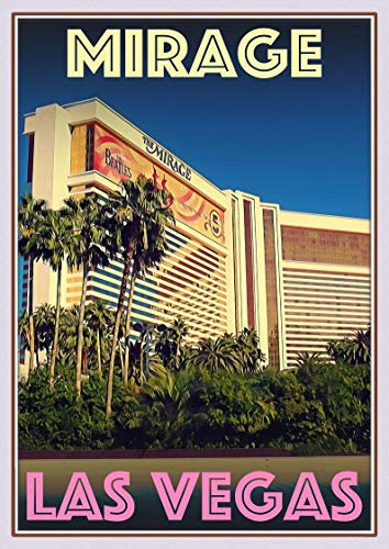 Inga Retro-Vintage-Reise-Poster oder Bild, Mirage Las Vegas, lustiges Geschenk, Metallschild, 20,3 x 30,5 cm