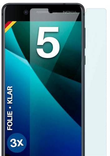 moex für Nokia 5 Schutzfolie Displayschutz Folie Ultra-klar HD 0,2 mm kompatibel mit jeder Hülle, Anbringen ohne Blasen, Handyfolie Extra Kratzfest, FlexProtect 3 Stück