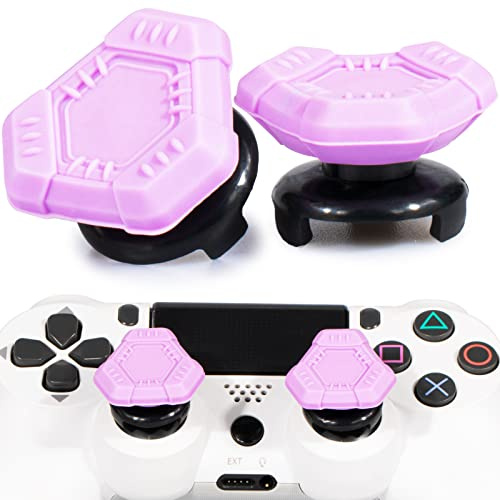 Playrealm FPS Thumbstick Extender &Textur Gummi Silikon Griffabdeckung Thumb Grip Aufsätze 2 Sätze für PS5 Dualsenese & PS4 Controller(UFO Violett)