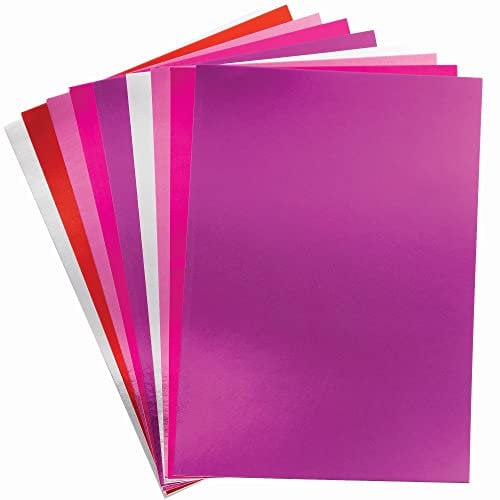 Baker Ross Metallischer Bastelkarton in Rot, Rosa und Lila - 20 Blatt, Valentinstag Basteln Karte für Kinder und Erwachsene (FC302)