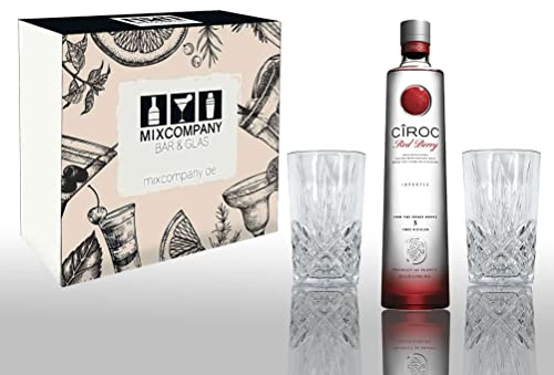 Ciroc Geschenkset Vodka Red Berry 0,7L (37,5% Vol) mit 2er Set Longdrinkglas Kristalloptik von P Diddy/Sean Combs- [Enthält Sulfite]