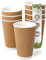 BIOZOYG 500 Stück Kaffeebecher isolierte Pappbecher 400ml / 16 oz Ø 90 mm weiß/braun - geriffelt plastikfrei nachhaltige Materialien - Einwegbecher Glühweinbecher