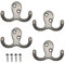 EAI Double Robe Hook for Coats Bath Towels 55x76mm Pack of 4 (Satin Nickel)