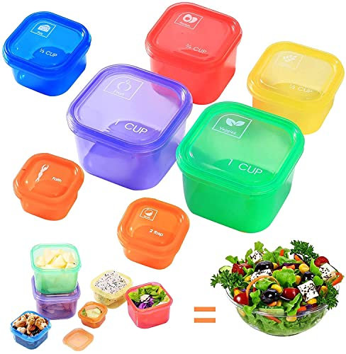 Portion Control Container Kit,21Day Fix Containers And Food Plan,Multi Color Coded Containers,Meal Prep System Storage Containers,BPA Free Weight Loss Food Containers For Double Diet Plan(Square 7PCS)