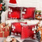 Aoihrraan Kissenbezüge 4er Set, Rote Weihnachtsschneeflocke Kissenbezüge Glitzer Weihnachtskugeln Baum Weicher Kurzer Plüsch Quadrat Kissenbezug für Couch Schlafzimmer Auto Stuhl Wohnkultur 40x40cm