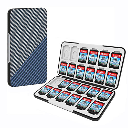 TUVOWAK Custodia per schede di gioco compatibile con Nintendo Switch&Switch Lite, Switch OLED Custodia per schede di gioco portatile con 24 slot per schede di gioco e 24 slot per schede Micro SD