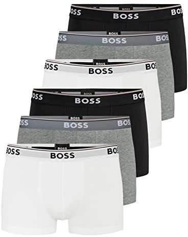 BOSS Herren Power Boxer Trunks Unterhosen Cotton Stretch 6er Pack, Farbe:Mehrfarbig, Wäschegröße:2XL, Artikel:-999 Black/White/Grey