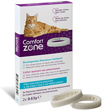 Das Pheromon-Beruhigungshalsband für Katzen hilft ihnen, Sich sicher und zufrieden zu fühlen, ruhig zu Sein und Stress, Ängste und unerwünschtes Verhalten zu reduzieren, Packung mit 2 Halsbändern